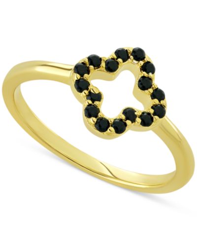 Кольцо с черным шпинелью (1/6 ct. t.w.) в позолоченном стерлинговом серебре 18k Gold-Plated