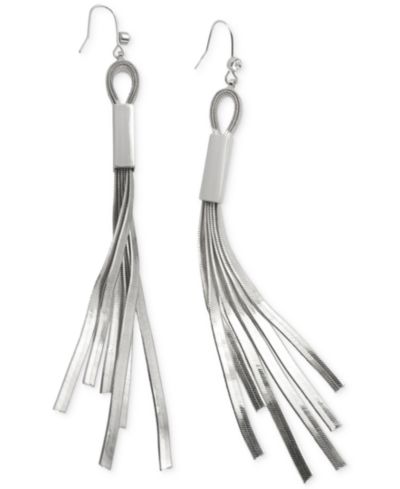 GUESS Herringbone Chain Fringe Earrings