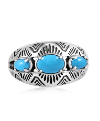 Кольцо American West Jewelry Sterling Sleeping Beauty 3-Stone Oval