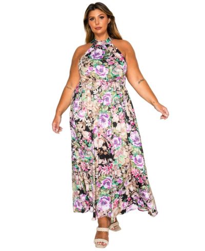 L I V D Женское платье Plus Size Bryony Floral с halter-вырезом