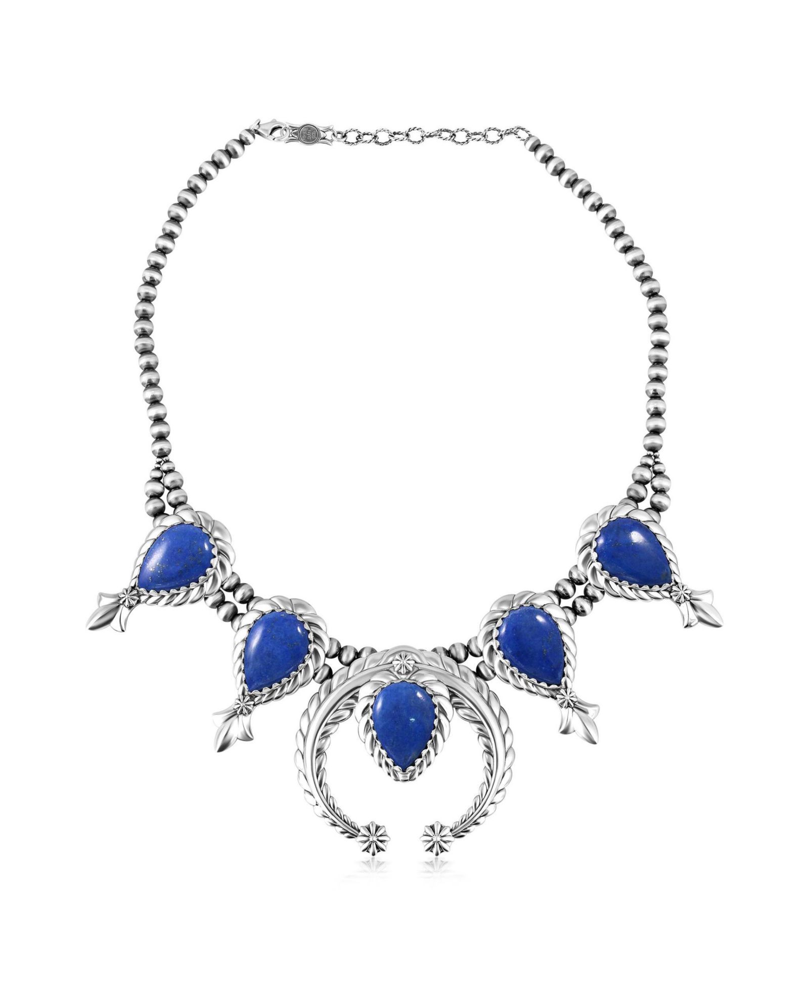 American West Jewelry ожерелье Squash Blossom из стерлингового серебра и лазурита