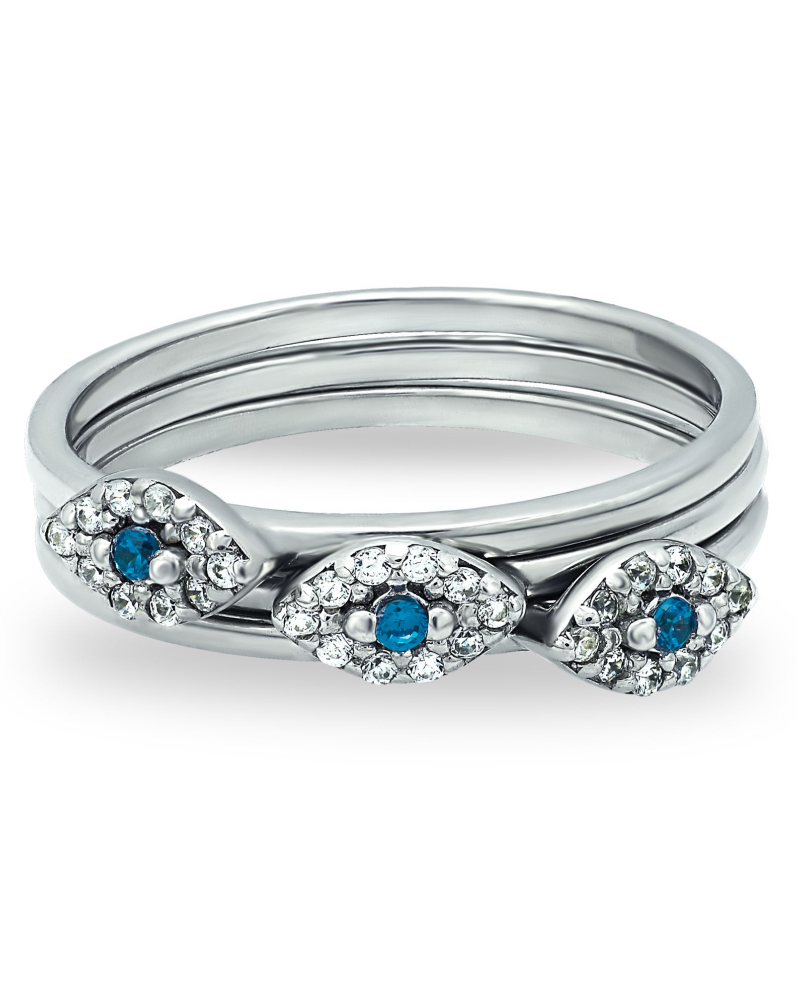 Кольцо Macy's Cubic Zirconia Evil Eye Trio 18K Silver Plate, набор из 3 колец