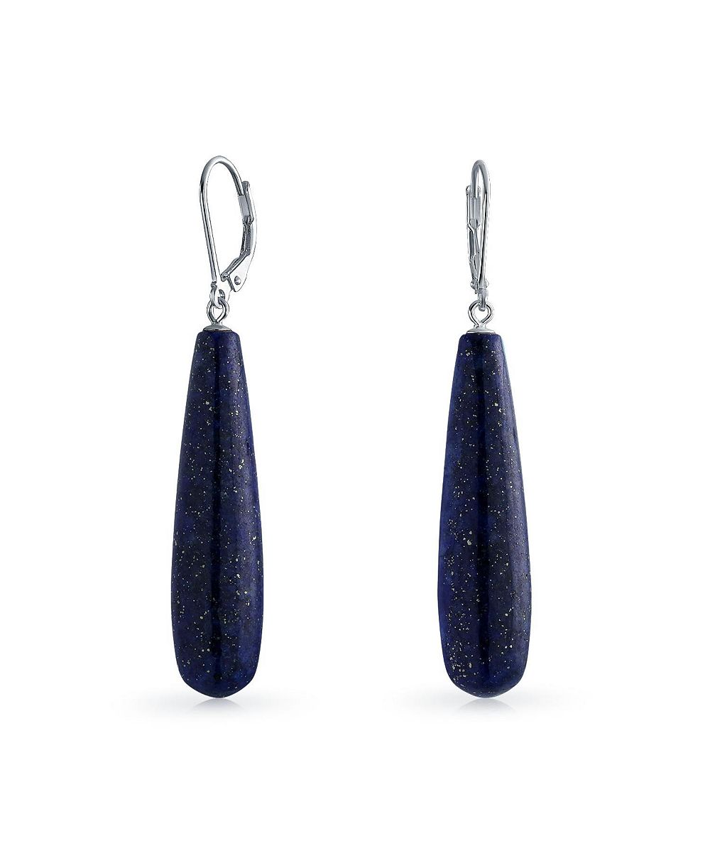 Bling Jewelry Blue Lapis Lazuli Long Teardrop Dangle Earring Sterling Silver Leverback