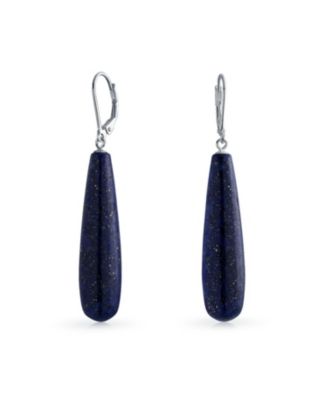 Bling Jewelry серьги Bling Jewelry Blue Lapis Lazuli Long Teardrop Dangle Earring Sterling Silver Leverback