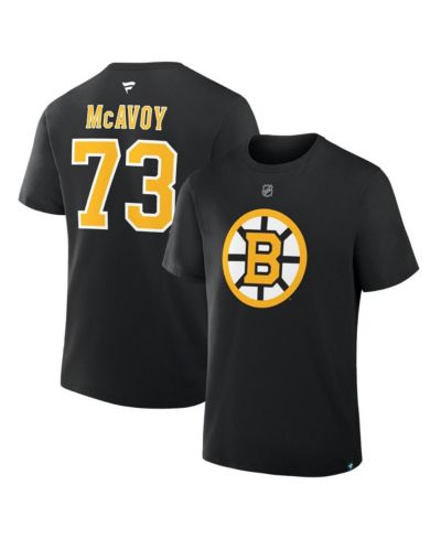 Fanatics Men's Charlie McAvoy Black Boston Bruins Authentic Stack Name & Number T-Shirt