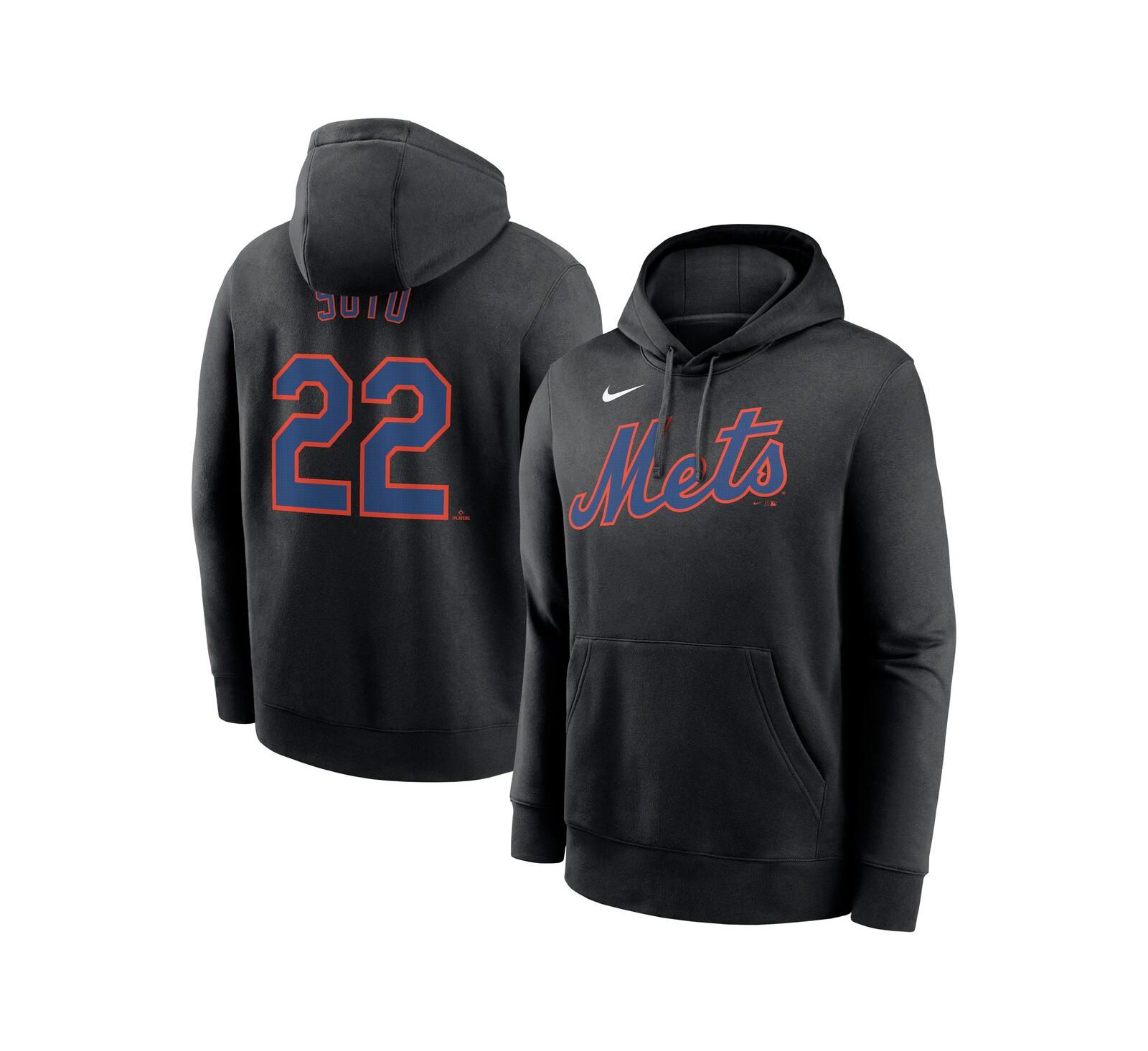 Nike Men's Juan Soto Black New York Mets Player Name & Number Club Fleece Pullover Hoodie