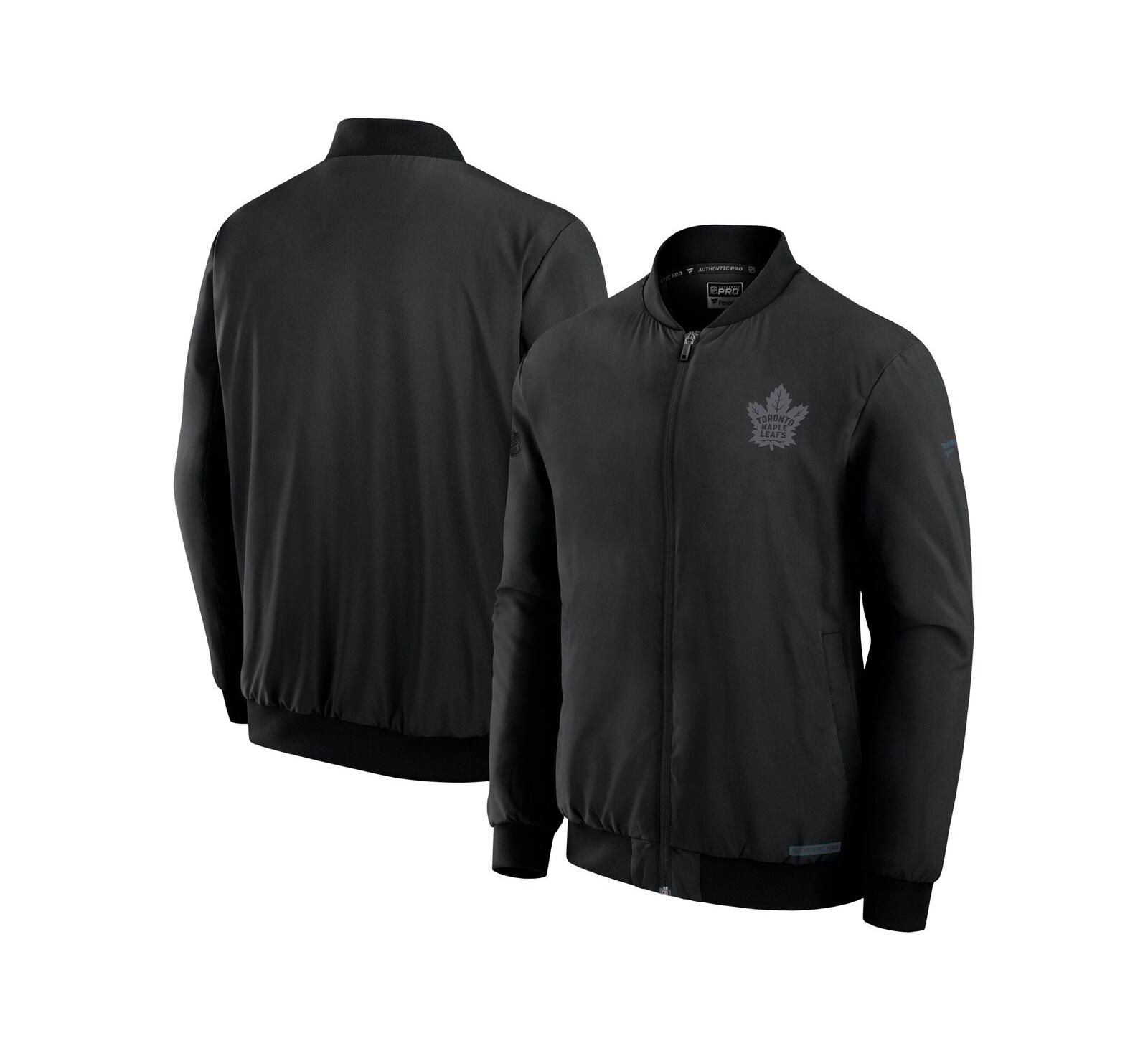 Fanatics Men's Black Toronto Maple Leaf's Authentic Pro Road Full-Zip Bomber Jacket