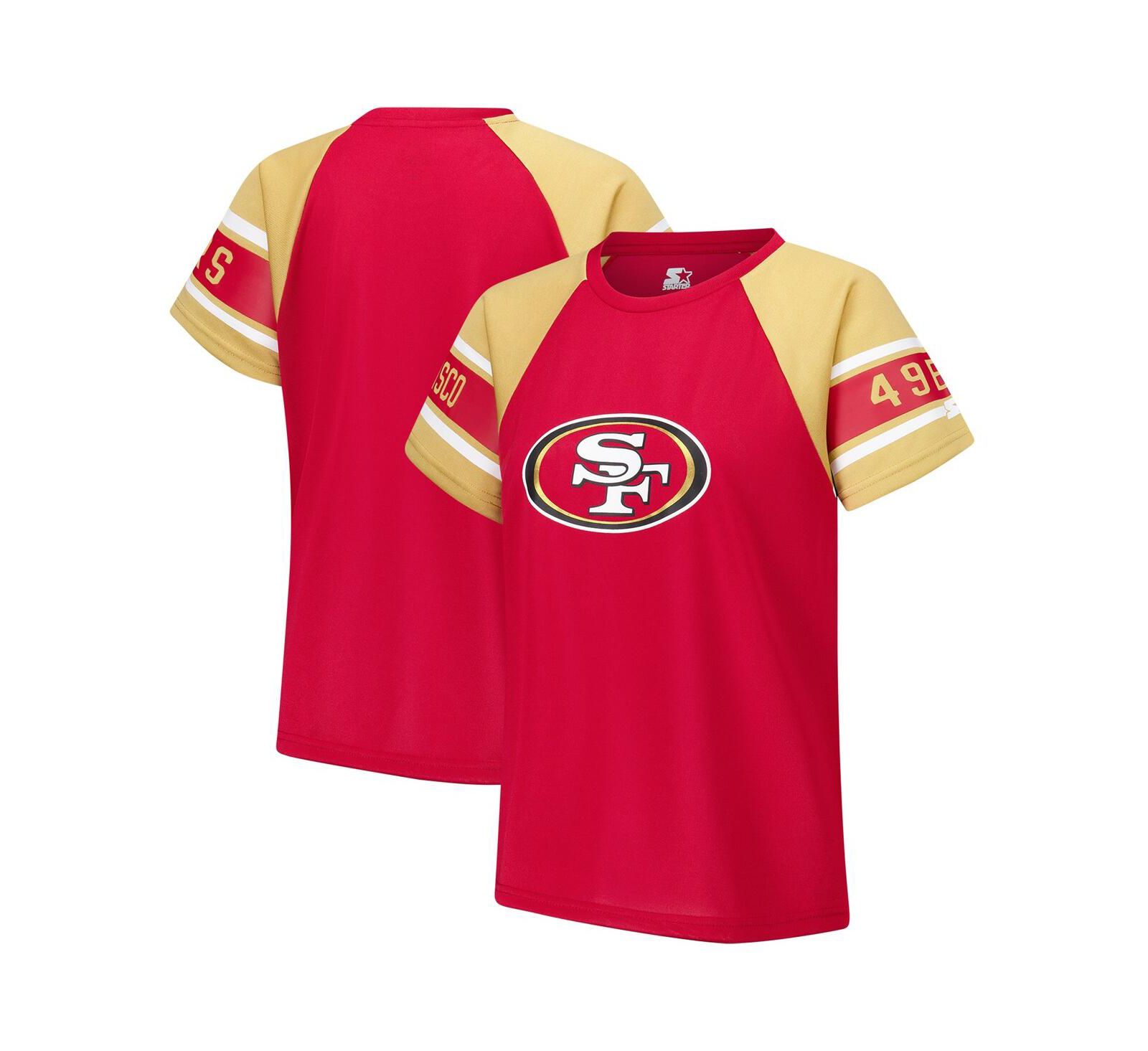Starter Женский топ San Francisco 49ers 1st Rounder Color Block Raglan красного цвета