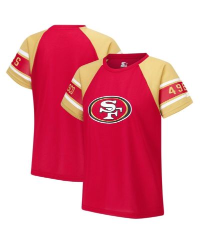 Starter Женский топ San Francisco 49ers 1st Rounder Color Block Raglan красного цвета