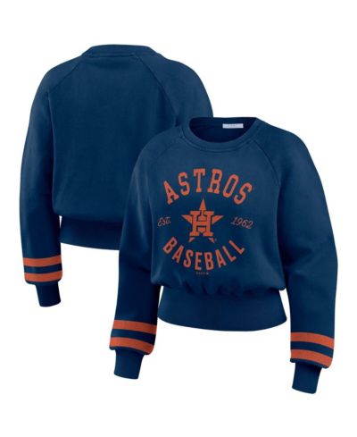 Женский свитшот WEAR by Erin Andrews Navy Houston Astros Vintage Washed Cropped Pullover