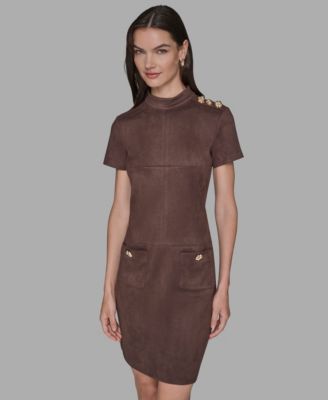 KARL LAGERFELD PARIS Women's Mock Neck Pocket Dress