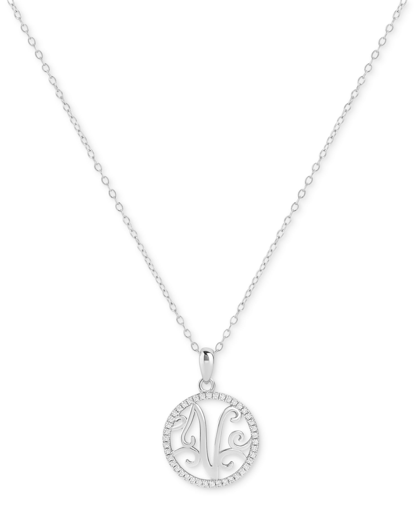 Подвеска Giani Bernini Cubic Zirconia Filigree Initial V Monogram, 18" из стерлингового серебра