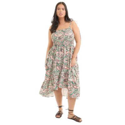 June & Vie Women's June and Vie Tiered Smocked Midi Dress