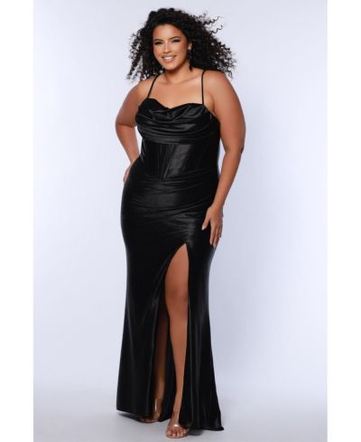 Женское вечернее платье Plus Size Sydney's Closet Pleated Draped Sweetheart Neckline Slim Fitted