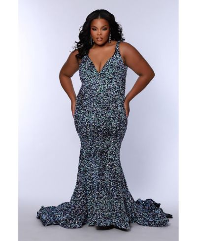 Вечернее платье Johnathan Kayne for Sydney's Closet Women's V-Neck Mermaid Velvet