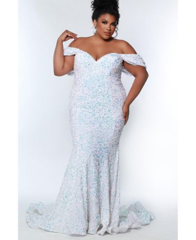Вечернее платье Johnathan Kayne для Sydney's Closet Plus Size с пайетками и бархатом