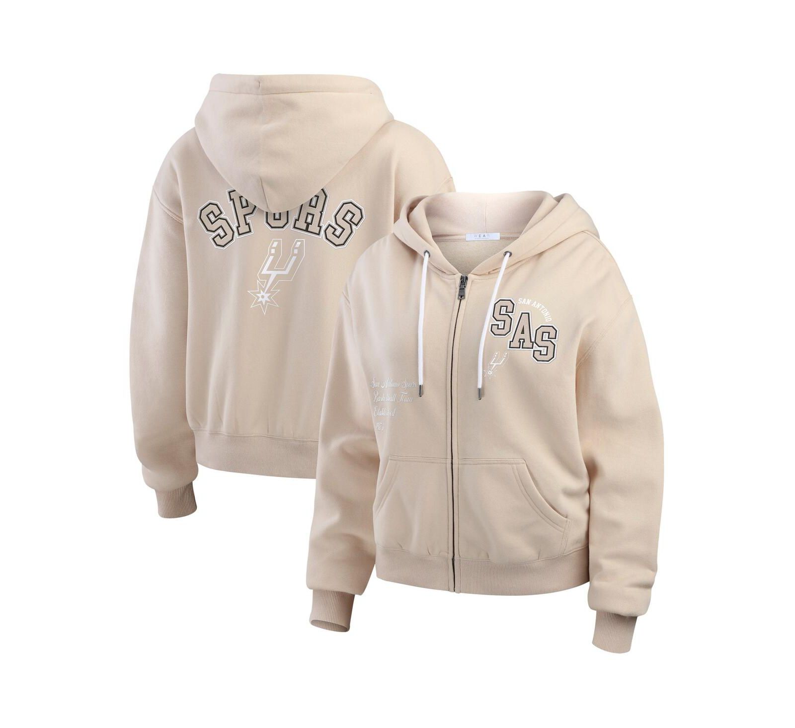 Худи WEAR by Erin Andrews Женский Tan San Antonio Spurs Tonal Felt Patch Full-Zip