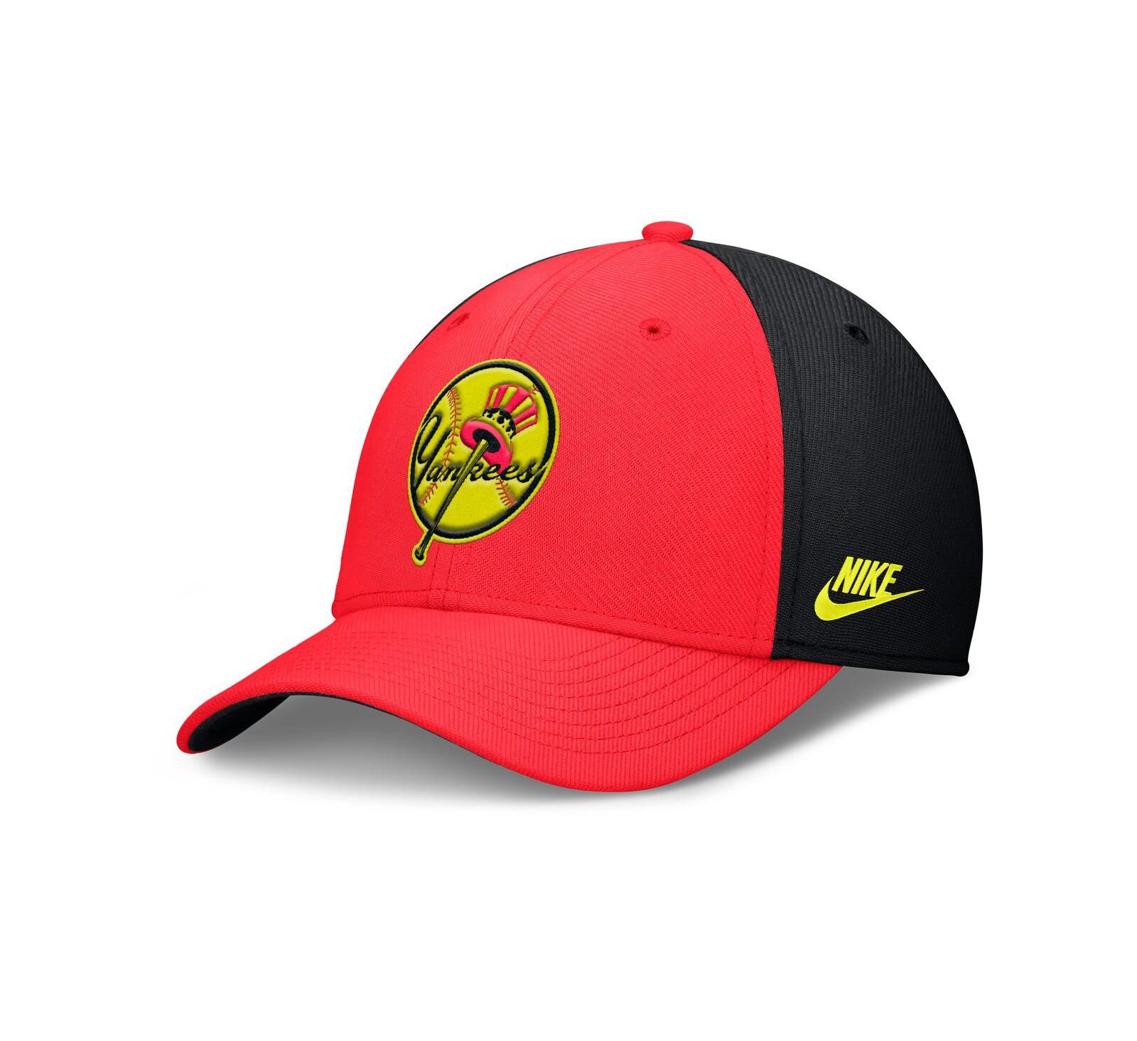 Nike Men's Crimson/Black New York Yankees Neon 90s Rise Swoosh Flex Hat