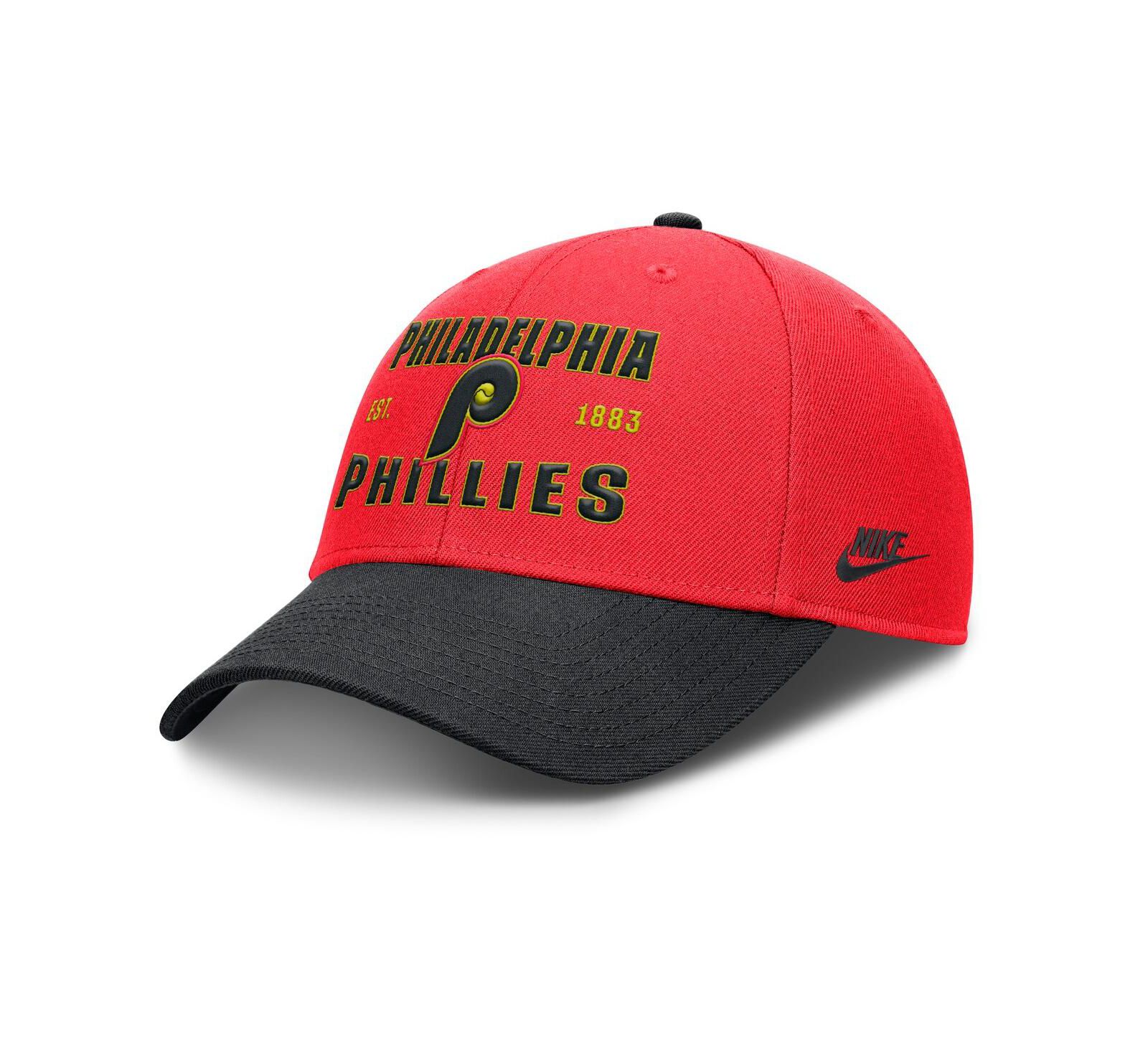 Nike Men's Crimson/Black Philadelphia Phillies Neon 90s Rise Adjustable Hat