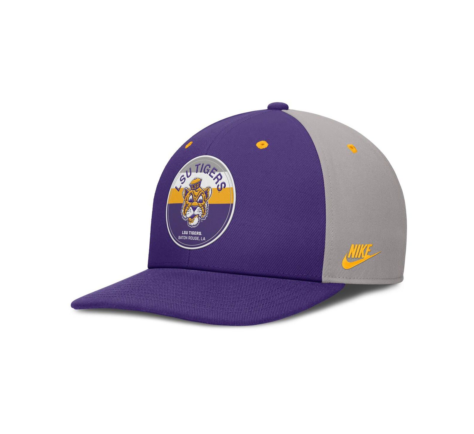 Мужская кепка Nike LSU Tigers Prep Pro Performance Snapback в фиолетово-сером цвете