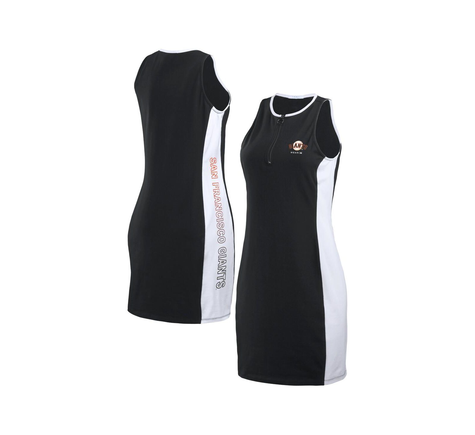 Женское платье WEAR by Erin Andrews Black San Francisco Giants Color Block Quarter-Zip Sleeveless
