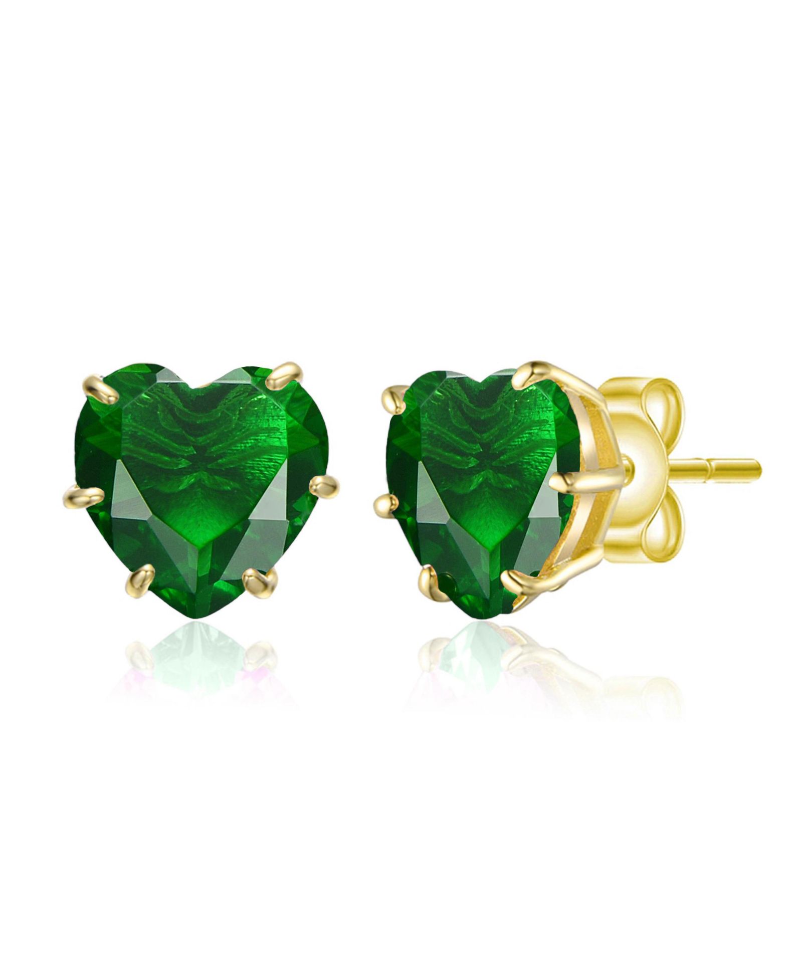 Rachel Glauber Charming Heart Cubic Zirconia 8MM Dainty Stud Earrings