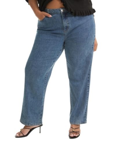 Джинсы June & Vie Women's June and Vie Curvie-Fit High-Rise Straight-Leg Stretch