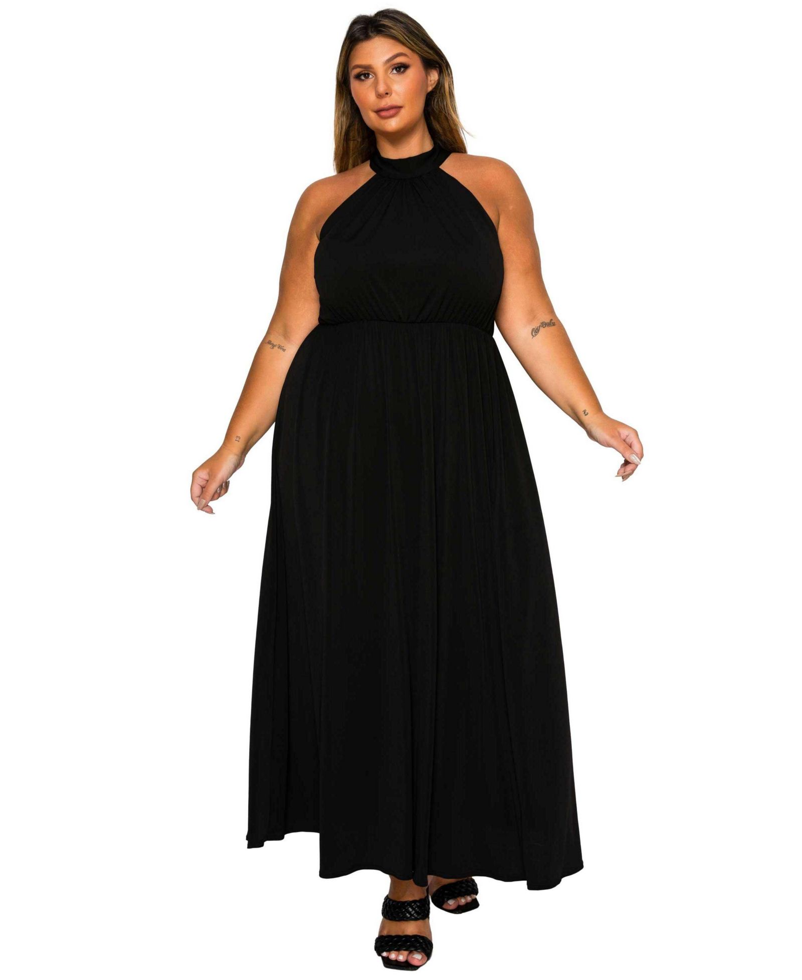 L I V D Plus Size Cassia Halter Neck Dress