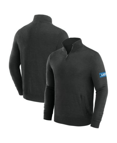 J. Palmer Men's Black Detroit Lions Franchise Quarter-Zip Sweater