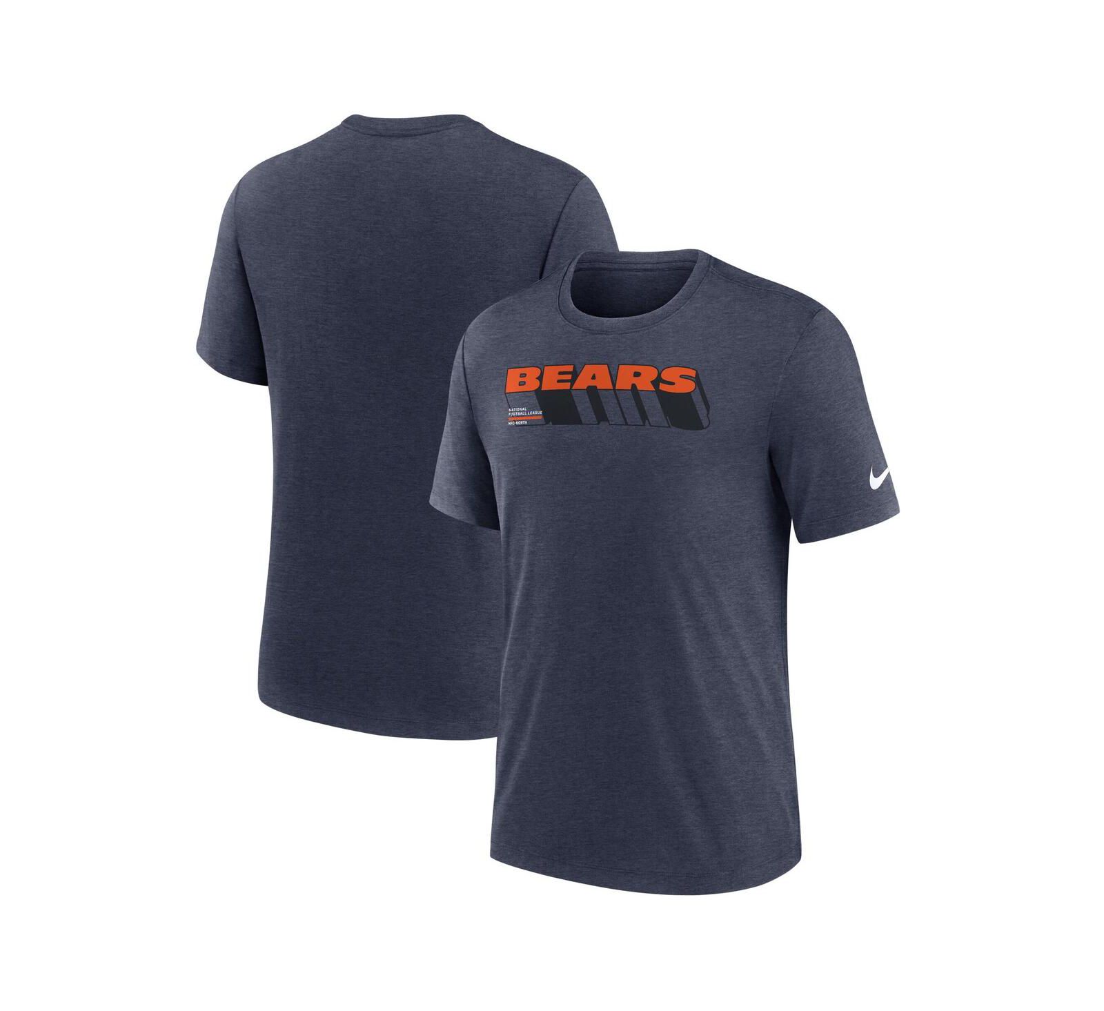Nike Men's Heather Navy Chicago Bears Long Pass Tri-Blend T-Shirt