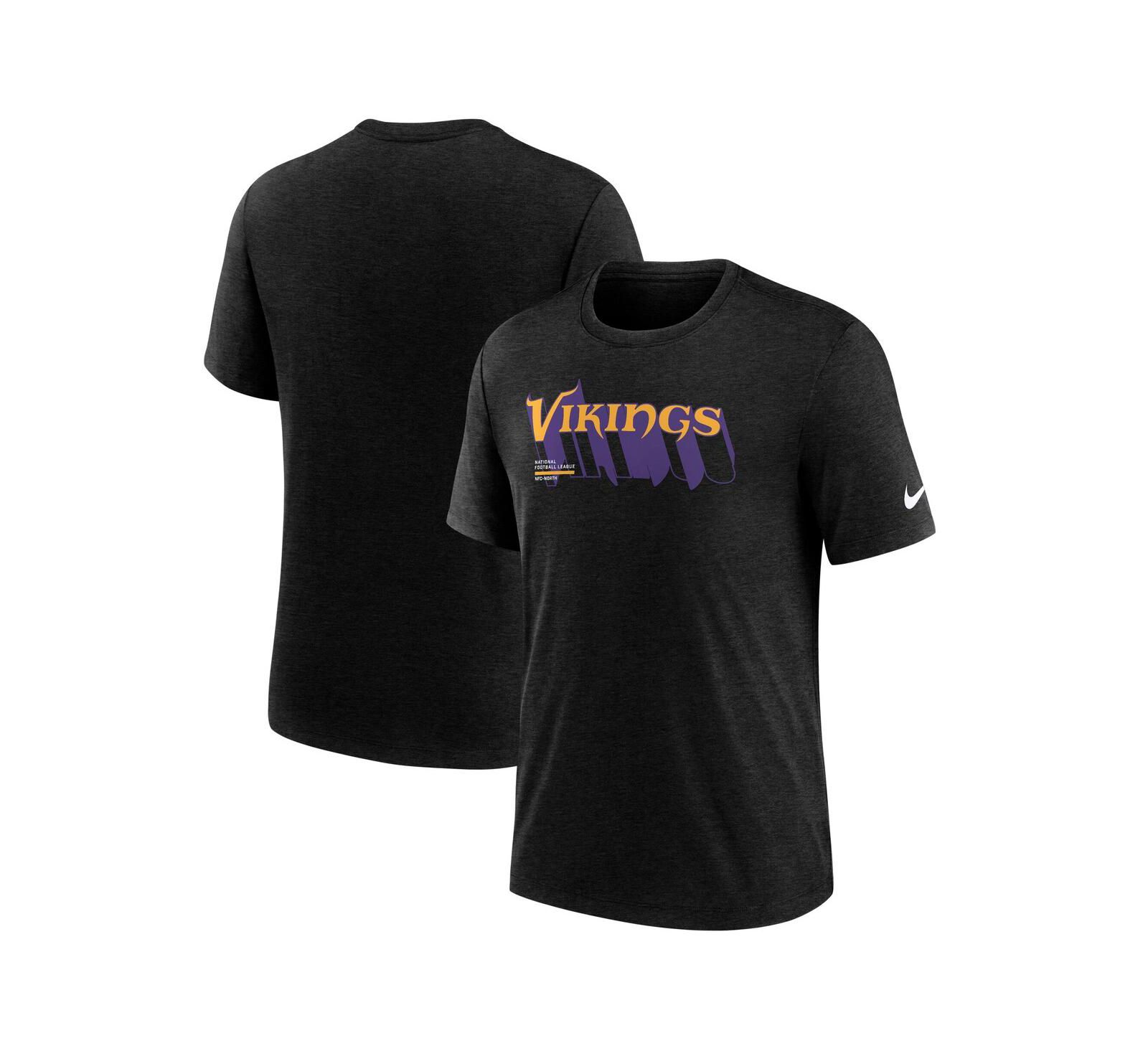 Nike Men's Heather Black Minnesota Vikings Long Pass Tri-Blend T-Shirt