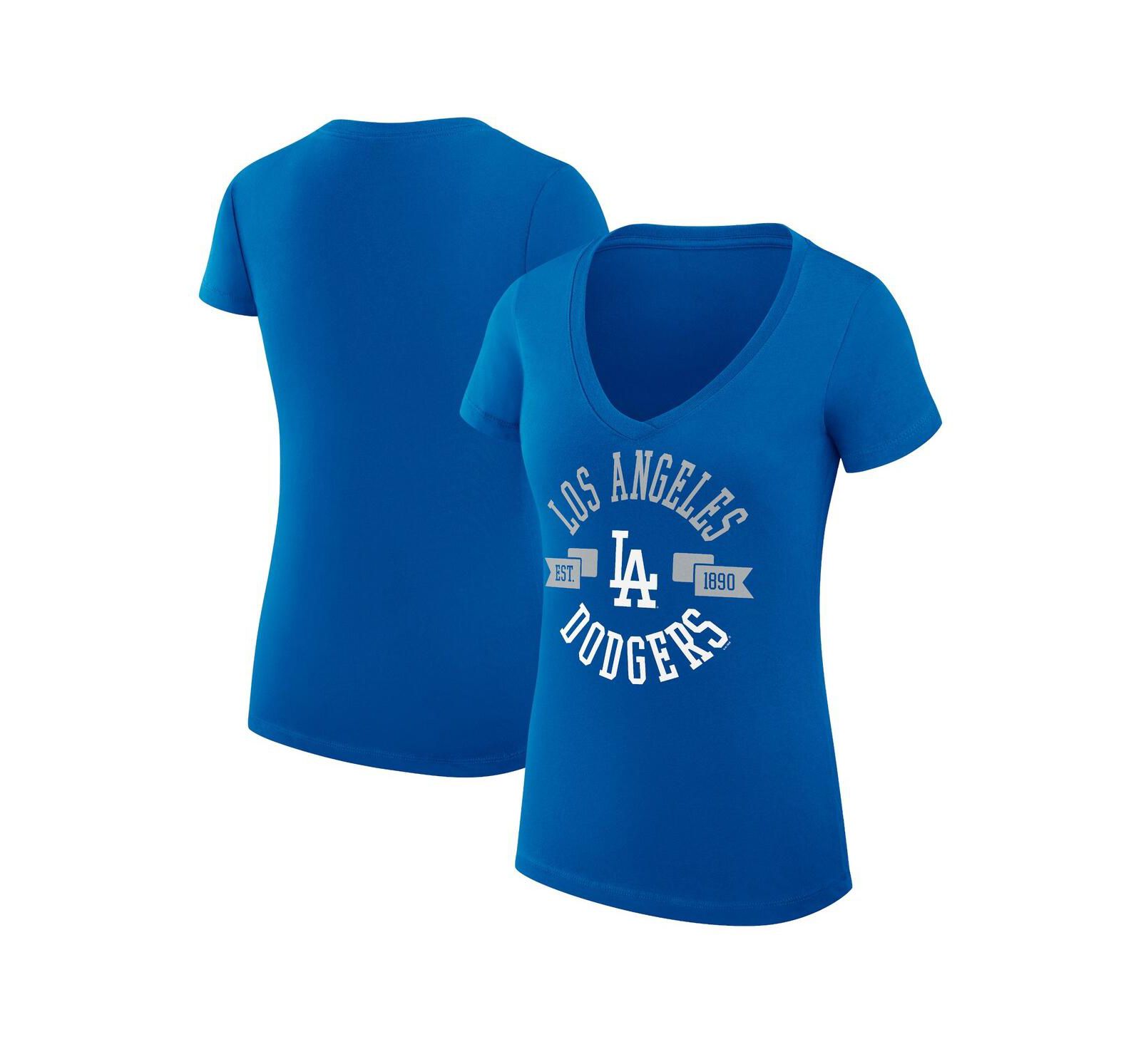 G-III 4Her by Carl Banks Women's Royal Los Angeles Dodgers City Graphic V-Neck Fitted T-Shirt