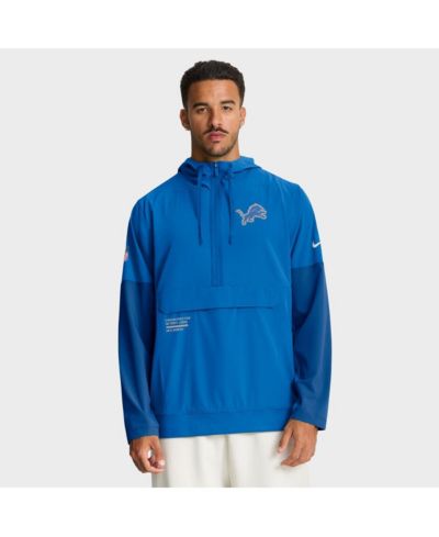 Худи-куртка Nike Men's Blue Detroit Lions Sideline Anorak Half-Zip