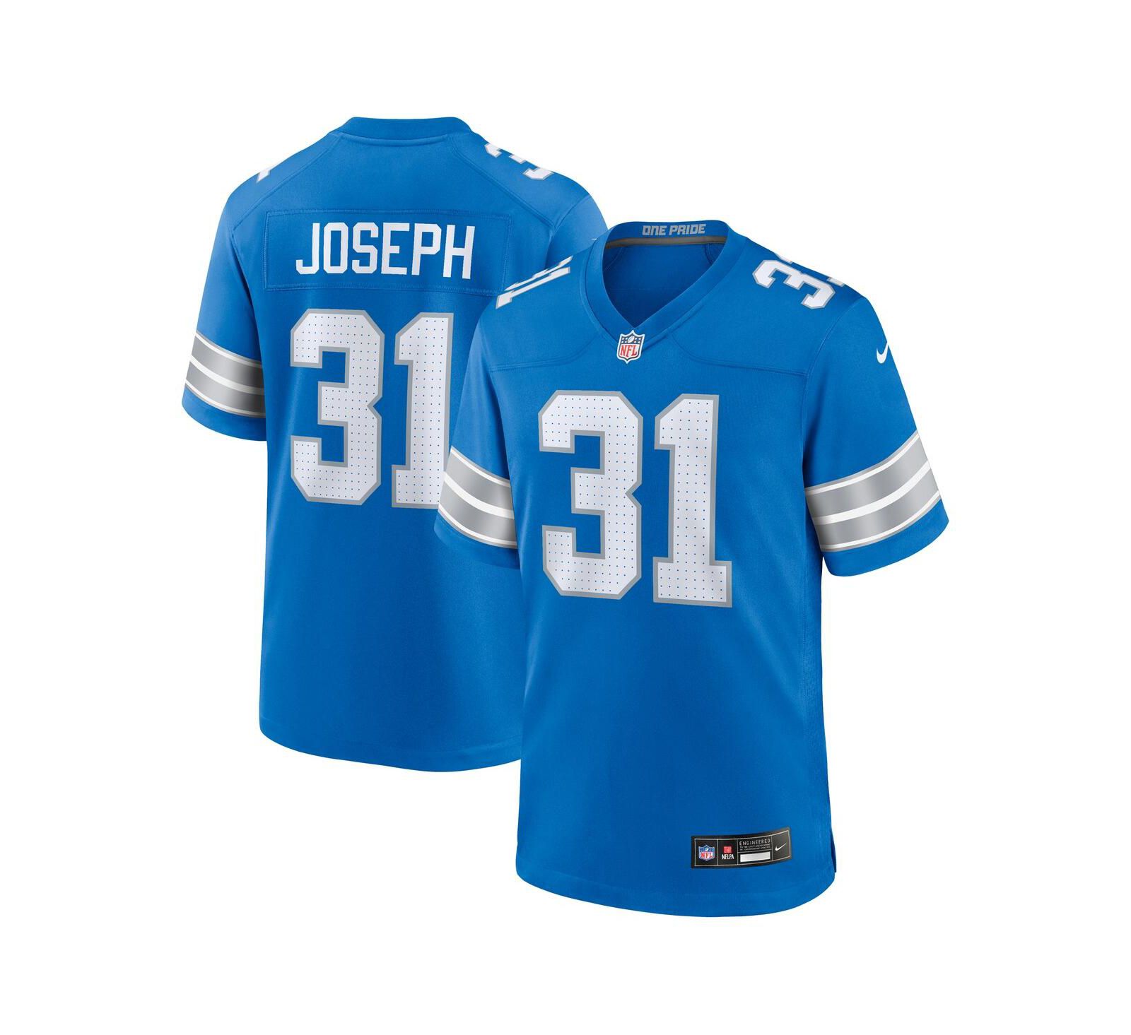 Nike Men's Kerby Joseph Blue Detroit Lions Team Game Jersey