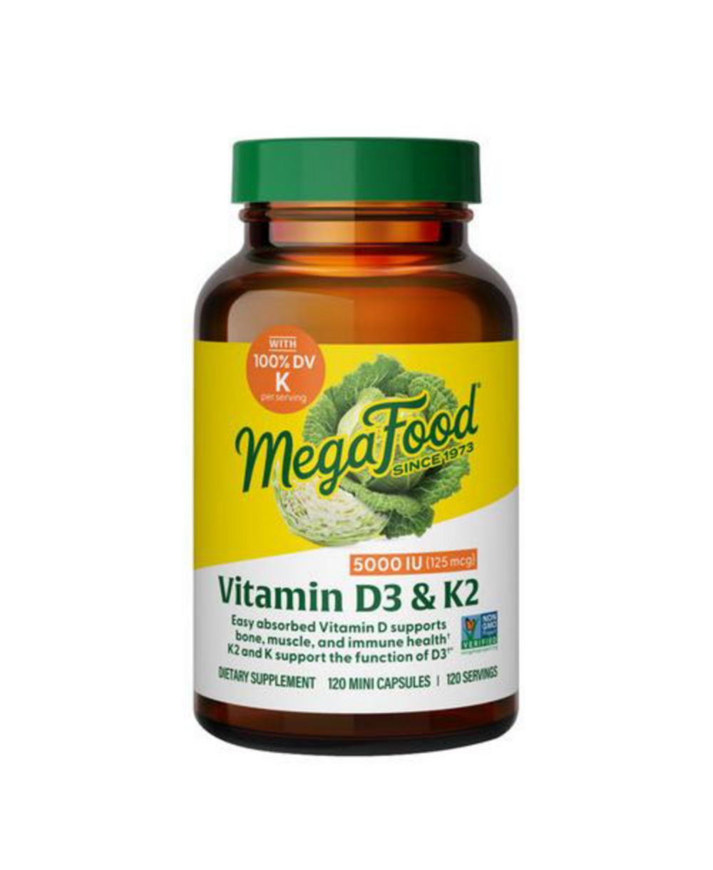 MegaFood витамин D3 с K и K2, 5000 МЕ, 120 капсул