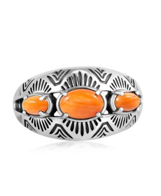Кольцо American West Jewelry Sterling Spiny Oyster 3-Stone Oval Band, размер 8