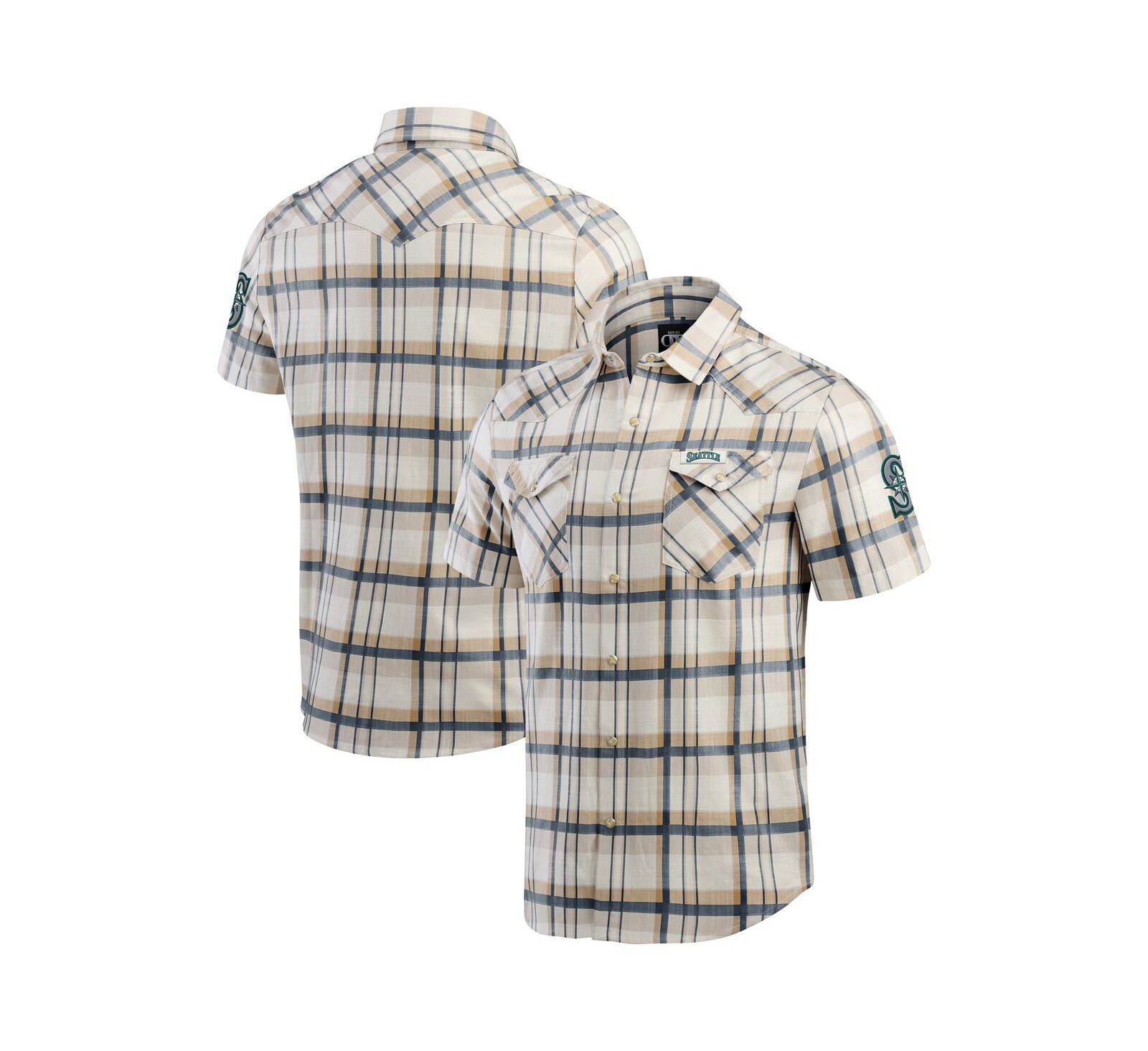 Мужская рубашка Darius Rucker Collection by Fanatics Seattle Mariners в клетку, на кнопках, темно-синяя