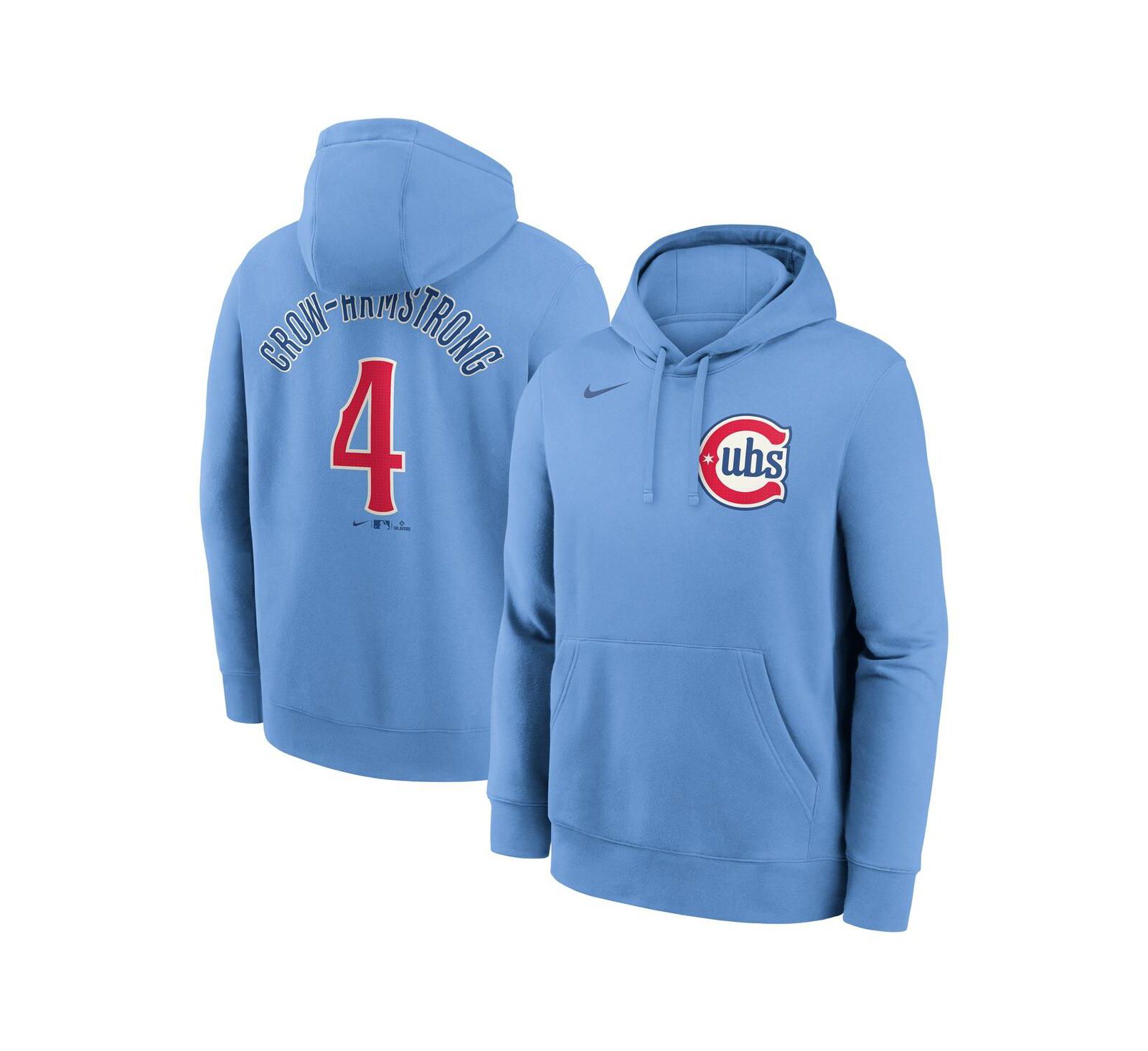 Nike Men's Pete Crow-Armstrong Light Blue Chicago Cubs Player Name & Number Club Fleece Pullover Hoodie