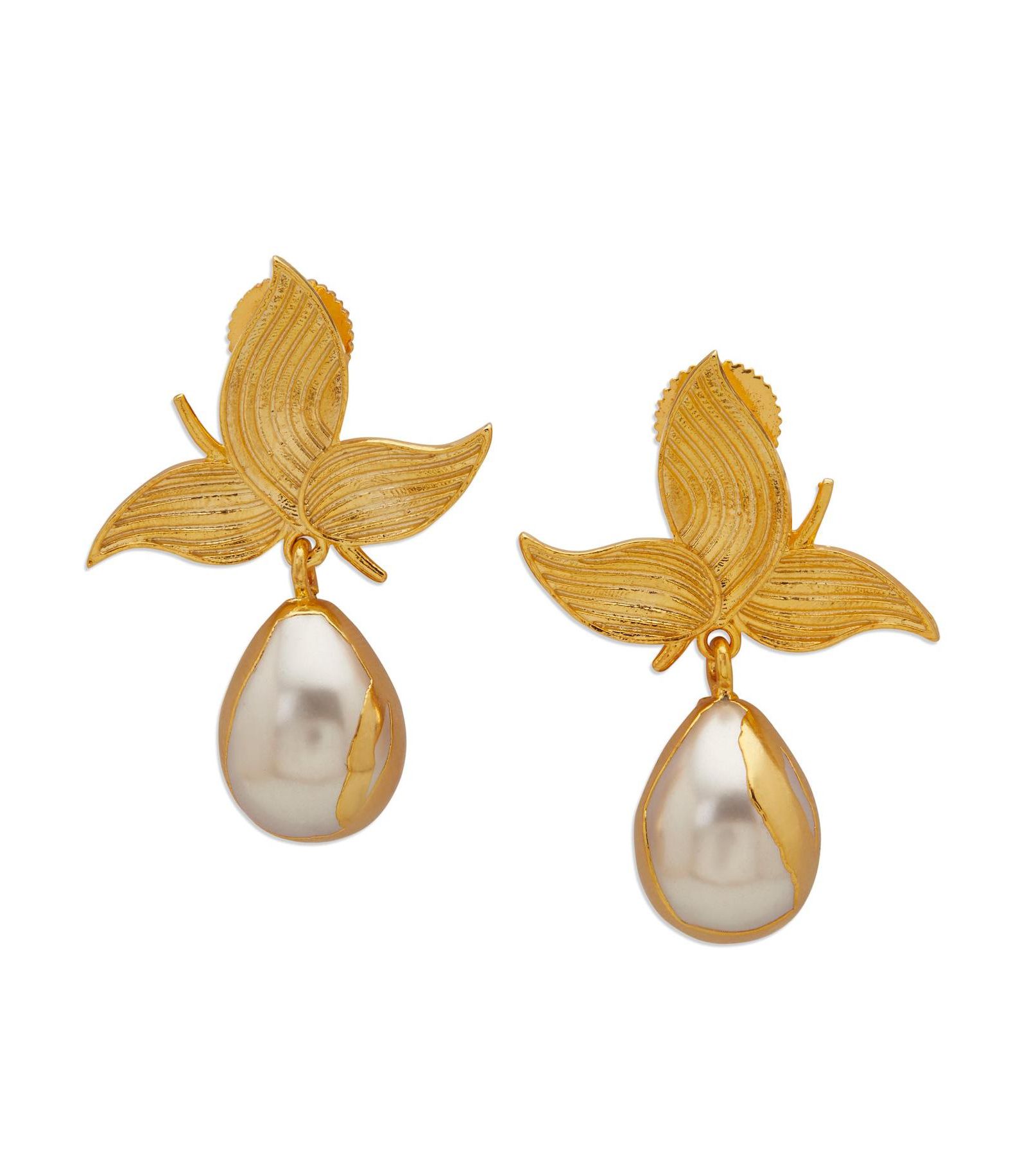 Серьги Zooni с жемчугом Baroque, покрытие 22k Gold Plated