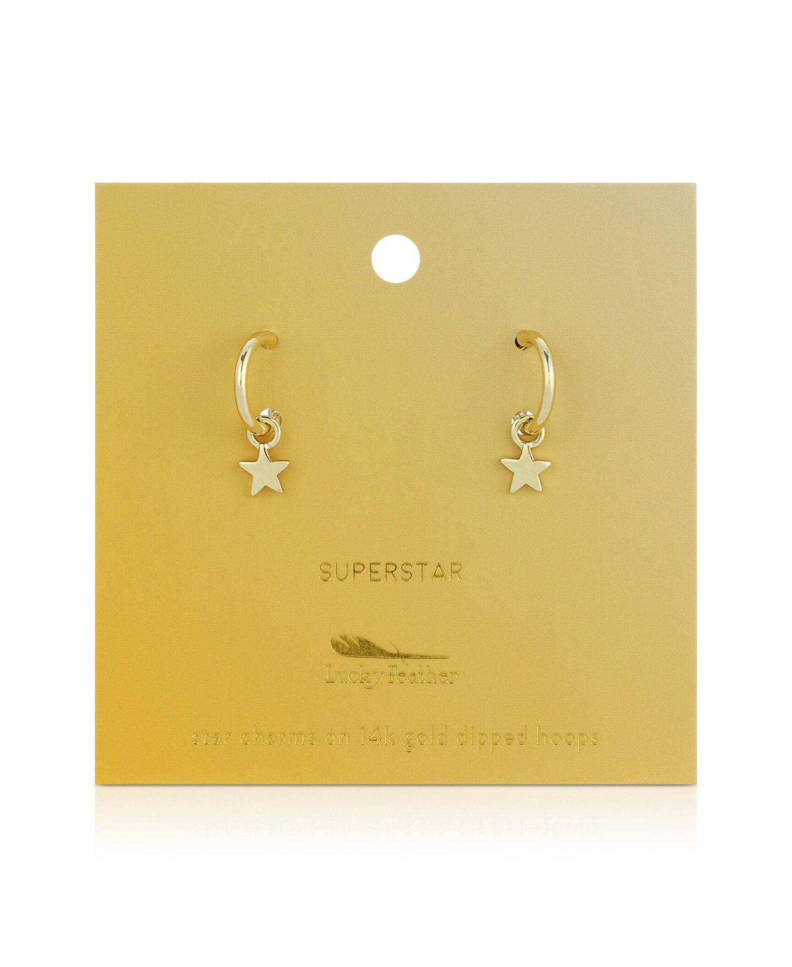 Lucky Feather серьги Hoops with Drop - Star - SUPER