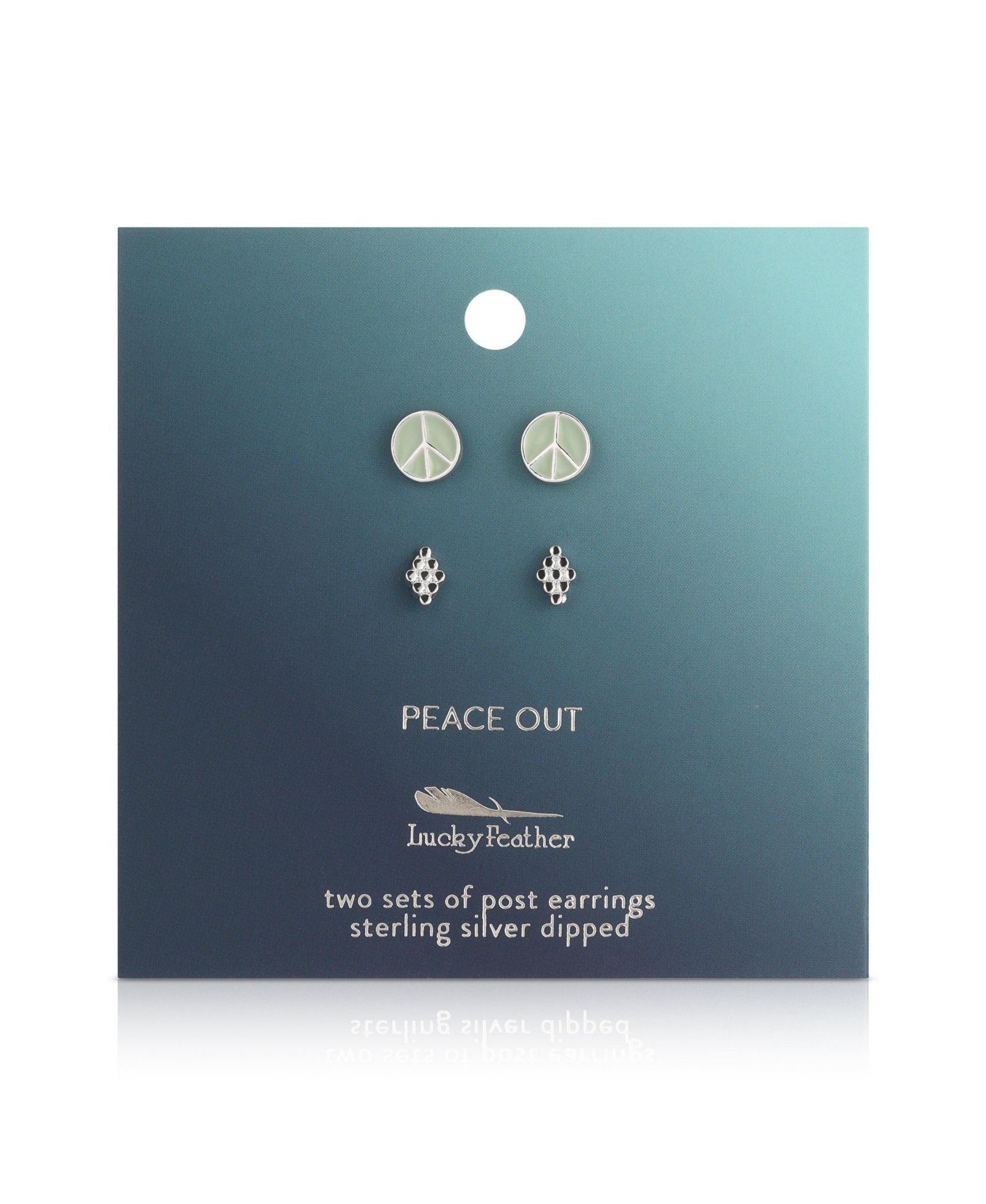 Lucky Feather Earring Set - 2 pr - Peace/diamond () - PEACE OUT