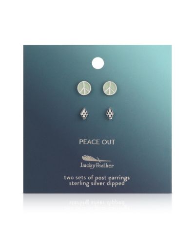 Lucky Feather Earring Set - 2 pr - Peace/diamond () - PEACE OUT