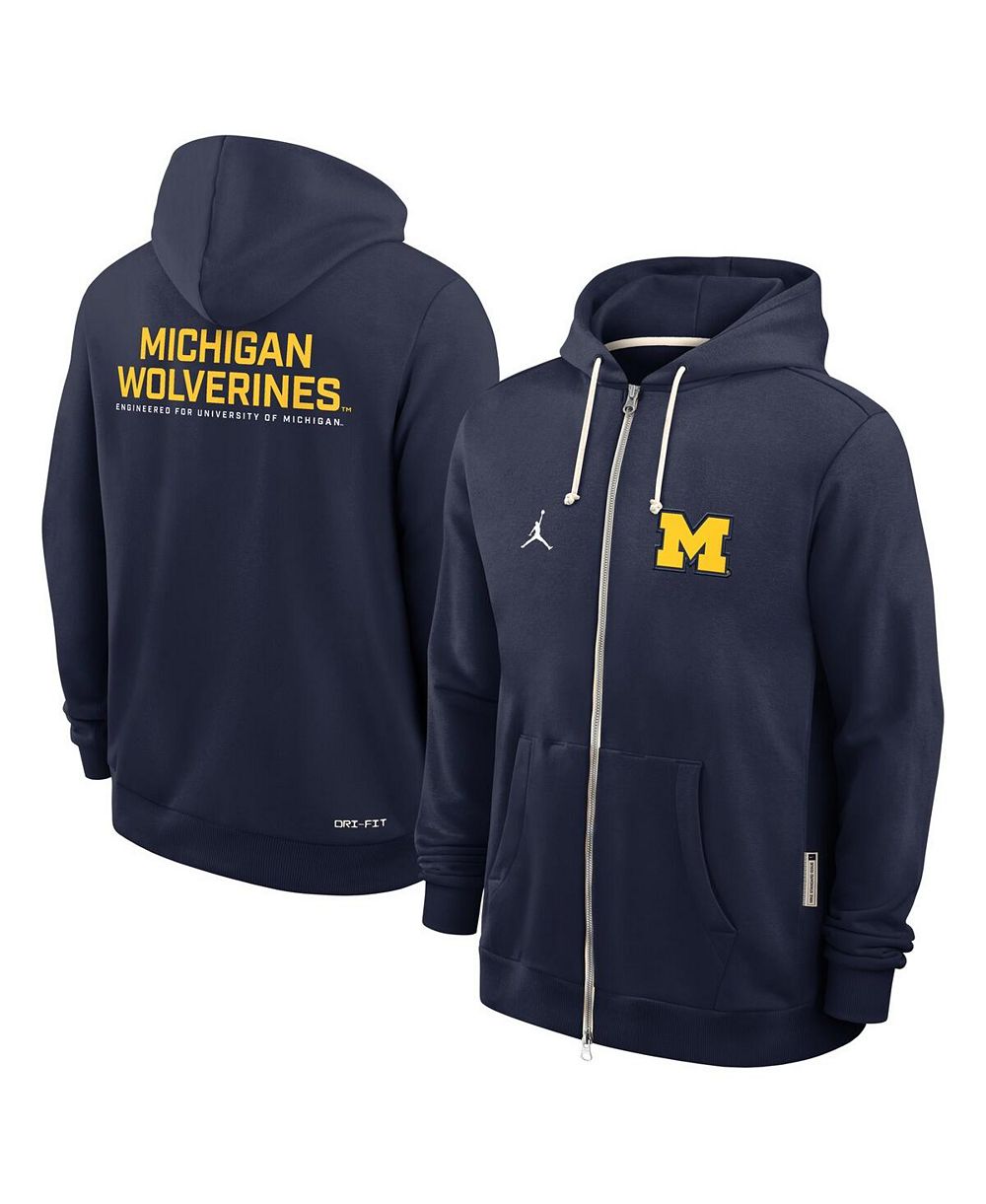 Мужское худи Jordan Navy Michigan Wolverines 2025 Sideline Performance Full-Zip
