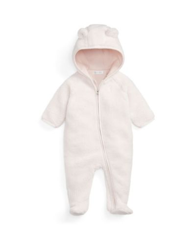 Polo Ralph Lauren Baby Girls' Bear Ear Bunting Long-Sleeve Pramsuit