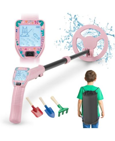 Gymax 24.5''-33.5'' Metal Detector for Kids with LCD Display IP68 Waterproof
