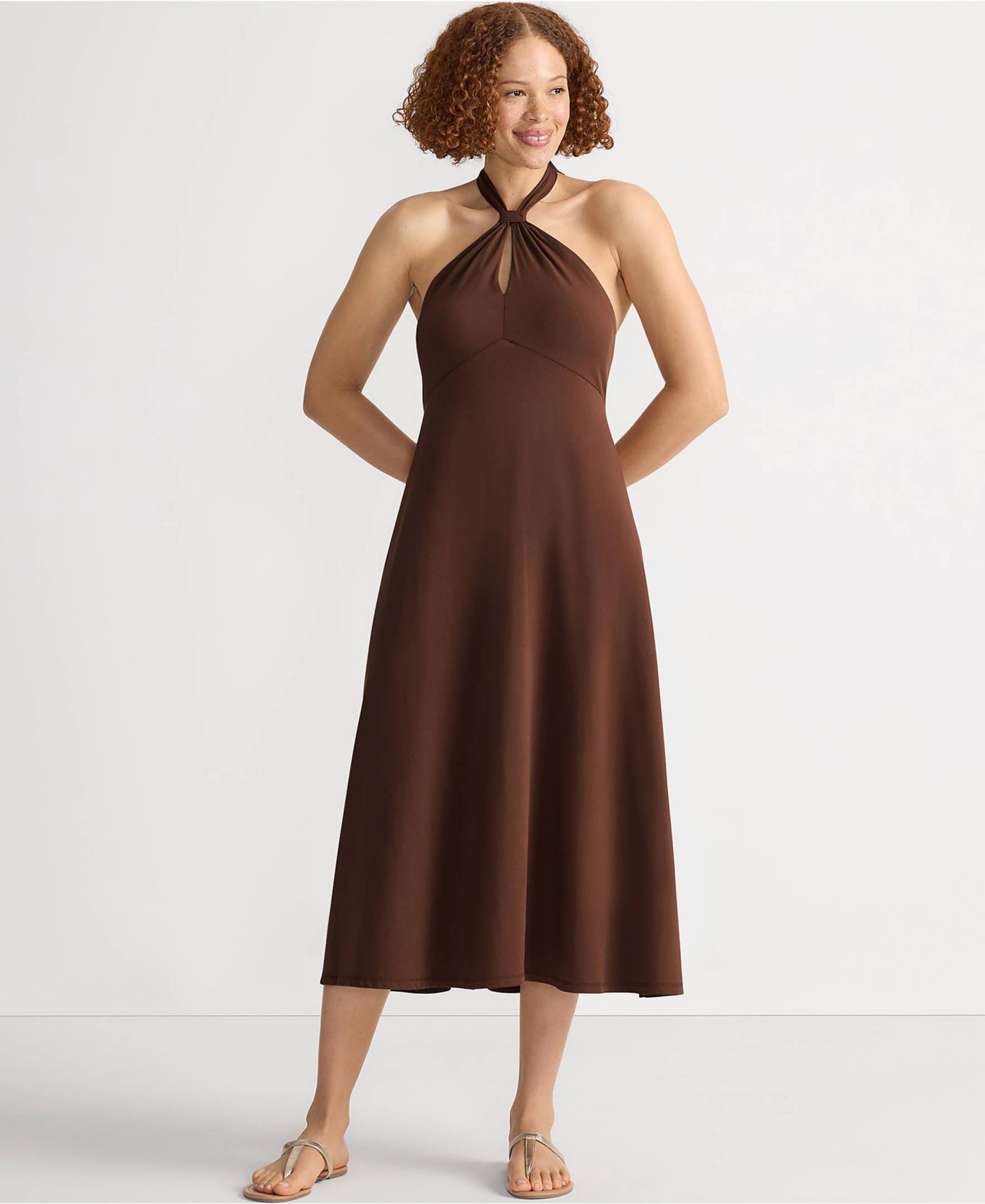 Женское миди-платье Lands' End Cotton Modal Halter