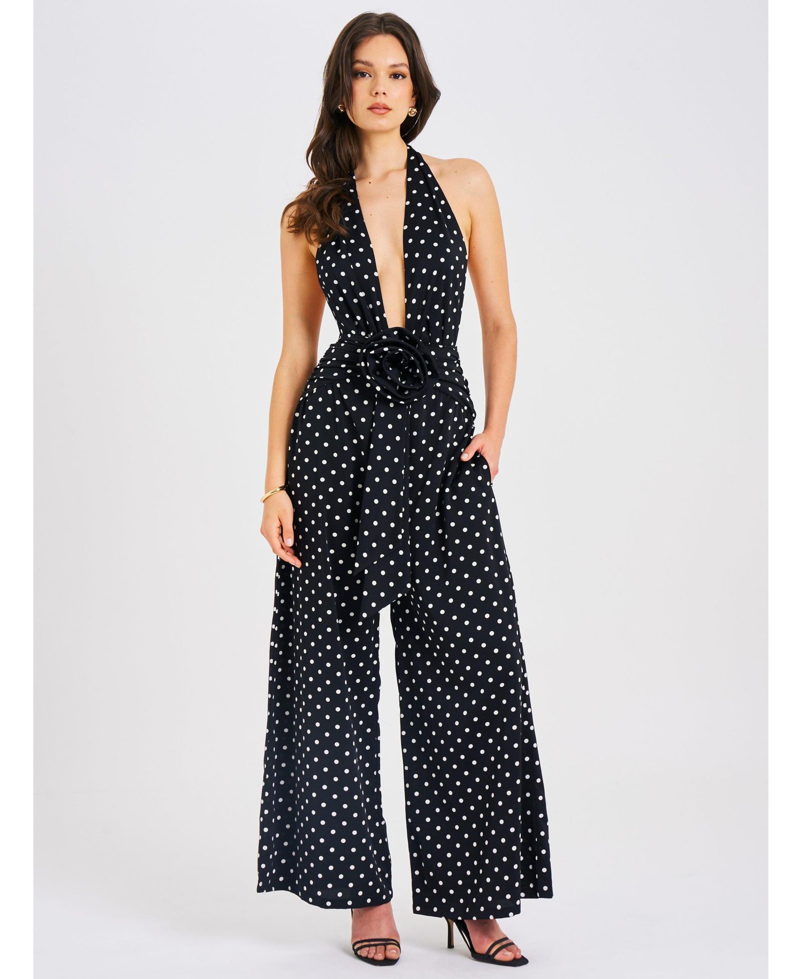 Женский комбинезон Miss Circle Women Oriana Black Polka Dots Halter