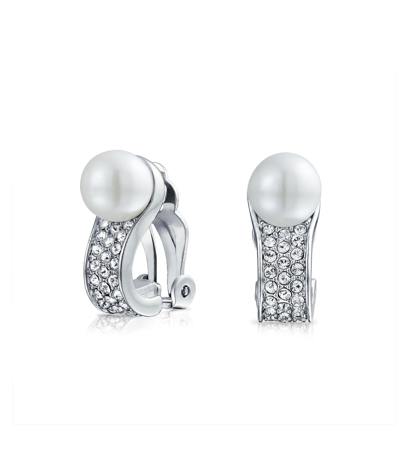 Серьги-клипсы Bling Jewelry Bridal Cocktail с искусственным жемчугом и кристаллами