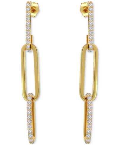 Giani Bernini Link Drop Earrings (3/4 ct. t.w.) in Gold Plated Sterling Silver, Macy's Exclusive
