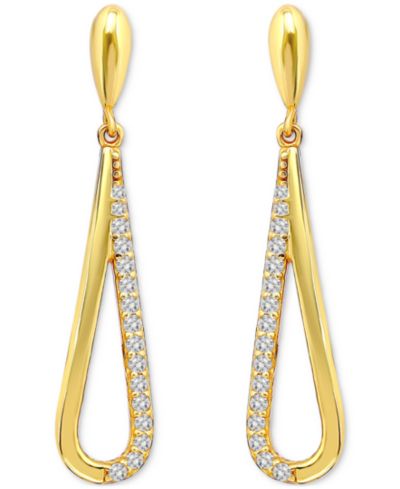 Giani Bernini Серьги-подвески с круглыми камнями в позолоченном серебре 18K Gold Plated